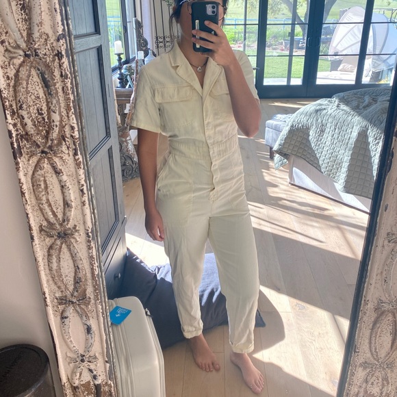 urban outfitters lizzy coverall white jumpsuit - Picture 2 of 6